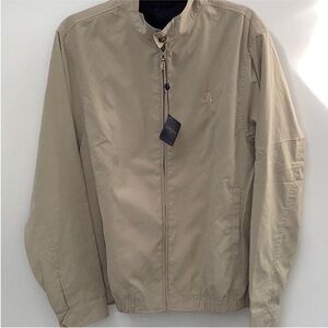 Bobby Jones Players Zip Up Khaki Brushed Polyester Golf Jacket Windbreaker M